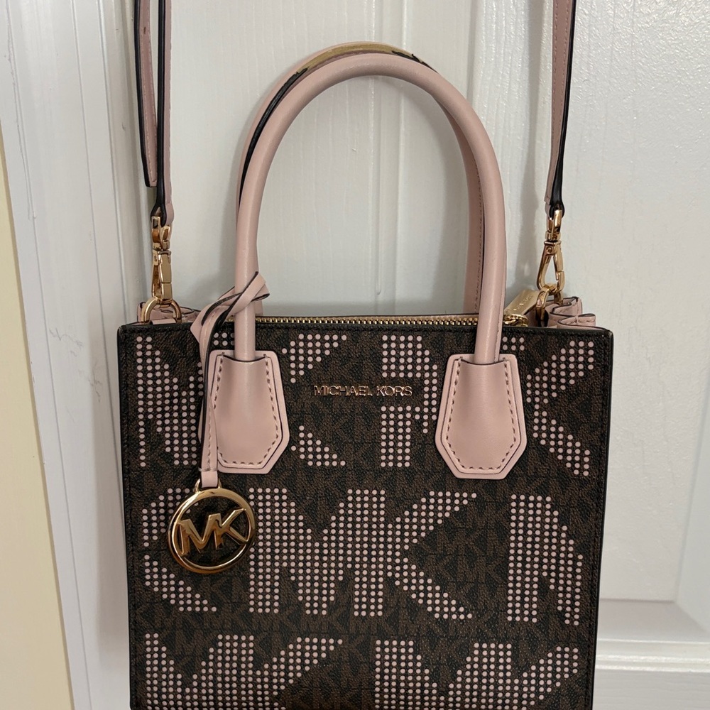 Michael Kors Pink and Brown Crossbody Bag